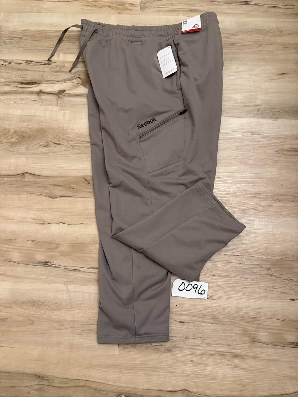 Reebok Men's Taupe Drawstring Joggers with Zip Pocket